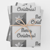 ヴィンテージエレガント白黒スノーフレークスクリスマス ラッピングペーパーシート (インサイチュ)