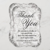 ヴィンテージエレガント白黒ダマスク サンキューカード (正面/裏面)