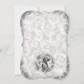 ヴィンテージエレガント白黒ダマスク サンキューカード (裏面)