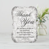 ヴィンテージエレガント白黒ダマスク サンキューカード (スタンド正面)
