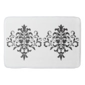 ヴィンテージエレガント白黒ダマスク バスマット (正面)