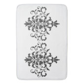 ヴィンテージエレガント白黒ダマスク バスマット (正面縦)