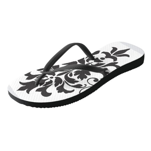 ヴィンテージエレガント白黒ダマスク ビーチサンダル (アングル)