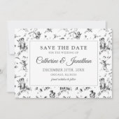 ヴィンテージエレガント白黒トイルキューピッドエンジェルス セーブザデート (正面)