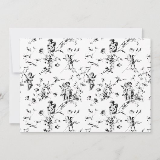 ヴィンテージエレガント白黒トイルキューピッドエンジェルス セーブザデート (裏面)