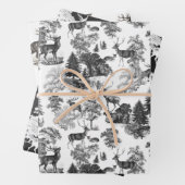 ヴィンテージエレガント白黒トイルディアインウッドランド ラッピングペーパーシート (インサイチュ)