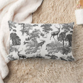 ヴィンテージエレガント白黒トイルディアリバーシブル ランバークッション (ブランケット)