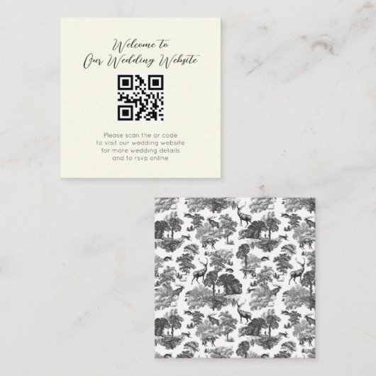 ヴィンテージエレガント白黒トイルディアー結婚ズ エンクロージャーカード (正面/裏面)