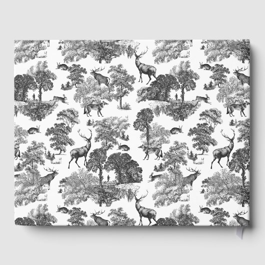 ヴィンテージエレガント白黒トイルディアー結婚ズ ゲストブック (裏面)