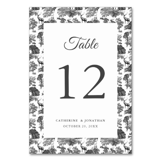 ヴィンテージエレガント白黒トイルディアー テーブルナンバー (裏面)