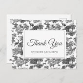 ヴィンテージエレガント白黒トイルディアー ポストカード (正面/裏面)