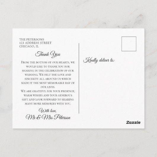 ヴィンテージエレガント白黒トイルディアー ポストカード (裏面)