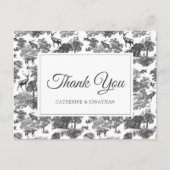 ヴィンテージエレガント白黒トイルディアー ポストカード (正面)