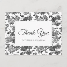 ヴィンテージエレガント白黒トイルディアー ポストカード