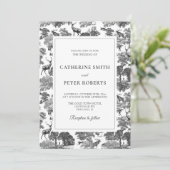 ヴィンテージエレガント白黒トイルディアー 招待状 (スタンド正面)