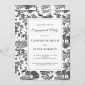 ヴィンテージエレガント白黒トイルディアー 招待状 (正面/裏面)