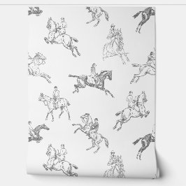 ヴィンテージエレガント白黒トイル乗馬 壁紙