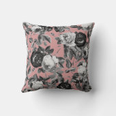 ヴィンテージエレガント白黒バラほこりっぽいピンク クッション (裏面)