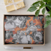 ヴィンテージエレガント白黒バラオンオレンジ 薄葉紙 (ギフト)