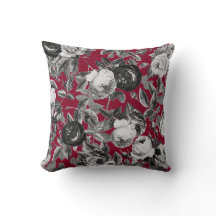 ヴィンテージエレガント白黒バラオンブルゴーニュレッド