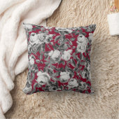 ヴィンテージエレガント白黒バラオンブルゴーニュ クッション (ブランケット)