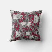 ヴィンテージエレガント白黒バラオンブルゴーニュ クッション (裏面)