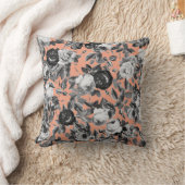 ヴィンテージエレガント白黒バラカンタローペピンク クッション (ブランケット)