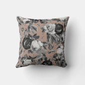 ヴィンテージエレガント白黒バラピンクベージュ クッション (裏面)