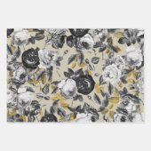 ヴィンテージエレガント白黒バラフローラベージュ ラッピングペーパーシート (正面3)