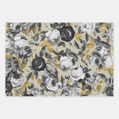 ヴィンテージエレガント白黒バラフローラベージュ ラッピングペーパーシート (正面2)