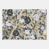 ヴィンテージエレガント白黒バラフローラベージュ ラッピングペーパーシート (正面)