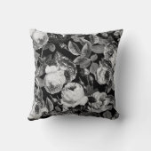 ヴィンテージエレガント白黒バラフローラ クッション (裏面)
