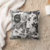 ヴィンテージエレガント白黒バラフローラ クッション (ブランケット)