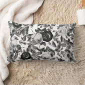 ヴィンテージエレガント白黒バラフローラ ランバークッション (ブランケット)