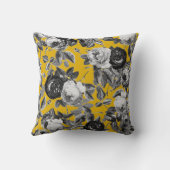 ヴィンテージエレガント白黒バラマスタードイエロー クッション (裏面)