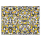 ヴィンテージエレガント白黒バラマスタードイエロー テーブルクロス (正面(横))