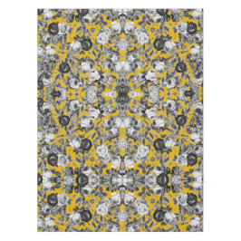 ヴィンテージエレガント白黒バラマスタードイエロー テーブルクロス