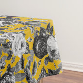 ヴィンテージエレガント白黒バラマスタードイエロー テーブルクロス (インサイチュ)