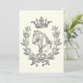 ヴィンテージエレガント白黒ホースクラウンローレル 招待状 (スタンド正面)