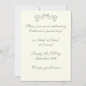 ヴィンテージエレガント白黒ホースクラウンローレル 招待状 (裏面)