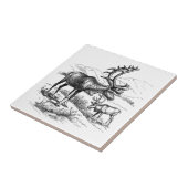 ヴィンテージエレガント白黒マウンテントナカイ タイル (側面)