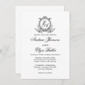 ヴィンテージエレガント白黒モノグラム 招待状 (正面/裏面)