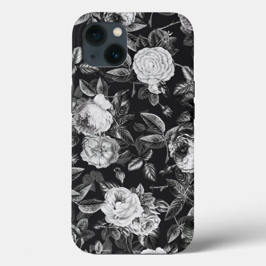 ヴィンテージエレガント白黒植物学フローラバラ Case-Mate iPhoneケース (裏面)