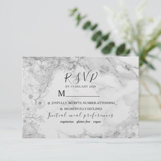 ヴィンテージエレガント白黒結婚ズ 出欠カード (スタンド正面)