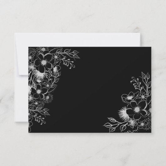 ヴィンテージエレガント白黒結婚ズ 出欠カード (裏面)