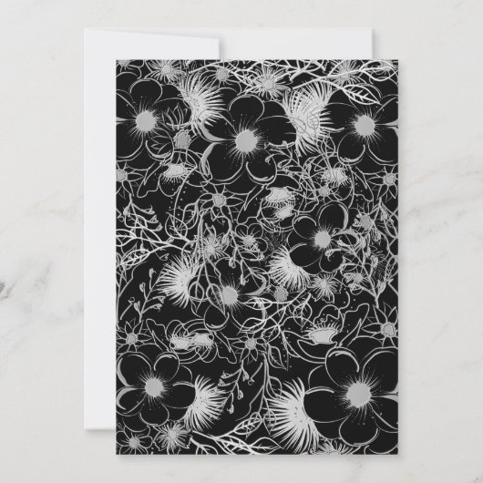 ヴィンテージエレガント白黒結婚ズ 招待状 (裏面)