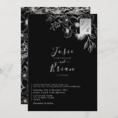 ヴィンテージエレガント白黒結婚ズ 招待状 (正面/裏面)