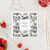 ヴィンテージエレガント白黒鹿パターン スタンダードカクテルナプキン (インサイチュ)