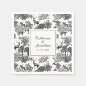 ヴィンテージエレガント白黒鹿パターン スタンダードカクテルナプキン (正面)