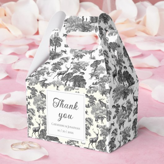 ヴィンテージエレガント白黒鹿パターン フェイバーボックス (ウェディング)